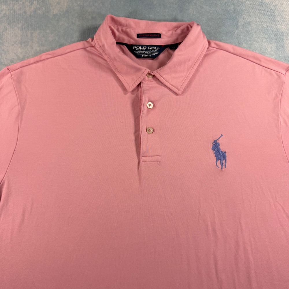 Polo Golf Ralph Lauren Polo Shirt Mens XL Pink Performance Pro Fit Big Pony